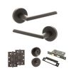 STATUS Alabama Door Handle Pack (Bathroom Set - 2.5" CE Bathroom Lock, 4" Slim Knuckle Hinges x2) - Urban Dark Bronze
