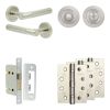 Complete Venice Door Handle Pack - Bathroom Lock (Standard Thumb Turn) - Satin Nickel - 65mm / 4-inch Hinges - JE-F5A3-SN