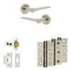 Complete Gio Door Handle Pack - Heavy Duty Latch - Satin Nickel - 64mm / 3-inch Hinges - JE-E20B-SN