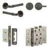 Complete Midtown Door Handle Pack - Bathroom Lock (Plain Thumb Turn) - Black Nickel - 76mm / 4-inch Hinges - JE-G6A2-BN