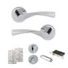 Eco Aqua Door Handle Pack (Bathroom Set - 3" CE Bathroom Lock, 4" Slim Knuckle Hinges x2) - Polished Chrome