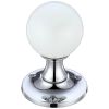 Zoo Hardware Glass Ball Mortice Knob - Plain 50mm - Polished Chrome / White Glass