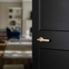 Senza Pari Rosarno Knurled Lever Door Handle on Minimal Round Rose - Satin Brass