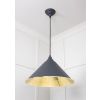 Hammered Brass Hockley Pendant in Slate