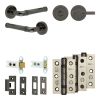Complete Midtown Door Handle Pack - Heavy Duty Tubular Bathroom (Knurled Thumb Turn) - Black Nickel - 64mm / 3-inch Hinges - JE-G30B1-BN