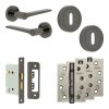 Complete Gio Door Handle Pack - Sashlock - Black Nickel - 76mm / 4-inch Hinges - JE-E8A8-BN