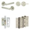 Complete Venice Door Handle Pack - Bathroom Lock (Plain Thumb Turn) - Satin Nickel - 65mm / 3-inch Hinges - JE-F5B2-SN