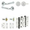 Complete Classic Door Handle Pack - Heavy Duty Tubular Bathroom (Plain Thumb Turn) - Polished Chrome - 64mm / 3-inch Hinges - JE-A30B2-PC