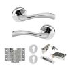 STATUS Texas Door Handle Pack (Euro Lock Set - 3" CE Sashlock, 3" Fire Rated Hinges x3) - Polished Chrome