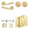Complete Venice Door Handle Pack - Heavy Duty Tubular Bathroom (Standard Thumb Turn) - Satin Brass - 102mm / 4-inch Hinges - JE-F32A3-SB