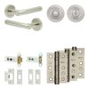 Complete Venice Door Handle Pack - Heavy Duty Tubular Bathroom (Standard Thumb Turn) - Satin Nickel - 76mm / 3-inch Hinges - JE-F31B3-SN