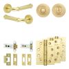 Complete Classic Door Handle Pack - Heavy Duty Tubular Bathroom (Standard Thumb Turn) - Satin Brass - 76mm / 4-inch Hinges - JE-A31A3-SB