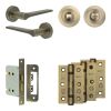 Complete Gio Door Handle Pack - Bathroom - Antique Brass - By Frelan Hardware - JE-E6B3-AB