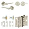 Complete Gio Door Handle Pack - Heavy Duty Tubular Bathroom (Plain Thumb Turn) - Satin Nickel - 64mm / 3-inch Hinges - JE-E30B2-SN