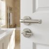 Complete Midtown Door Handle Pack - Heavy Duty Tubular Bathroom (Plain Thumb Turn) - Satin Nickel - 64mm / 3-inch Hinges - JE-G30B2-SN