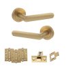 STATUS Carolina Door Handle Pack (Latch Set - 2.5" CE Latch, 4" Fire Rated Hinges x3) - Satin Brass