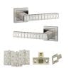 Senza Pari Bianca Door Handle Pack (Latch Set - 2.5" CE Latch, 4" Fire Rated Hinges x3) - Satin Nickel