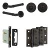 Complete Midtown Door Handle Pack - Bathroom Lock (Standard Thumb Turn) - Matt Black - 76mm / 3-inch Hinges - JE-G6B3-MB