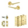 Complete Gio Door Handle Pack - Heavy Duty Latch - Satin Brass - 76mm / 3-inch Hinges - JE-E21B-SB