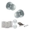 Old English Ripon Door Knob Pack (Lock Set - Horizontal Sashlock, 4" Fire Rated Hinges x3) - Satin Chrome