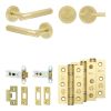 Complete Venice Door Handle Pack - Heavy Duty Tubular Bathroom (Plain Thumb Turn) - Satin Brass - 76mm / 3-inch Hinges - JE-F31B2-SB