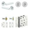 Complete Hex Door Handle Pack - Heavy Duty Tubular Bathroom (Standard Thumb Turn) - Polished Chrome - 64mm / 4-inch Hinges - JE-C30A3-PC