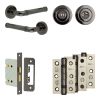 Complete Midtown Door Handle Pack - Bathroom Lock (Standard Thumb Turn) - Black Nickel - 76mm / 3-inch Hinges - JE-G6B3-BN