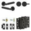 Complete Bloom Door Handle Pack - Heavy Duty Tubular Bathroom (Plain Thumb Turn) - Matt Black - 64mm / 4-inch Hinges - JE-B30A2-MB