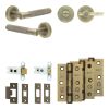 Complete Bari Door Handle Pack - Heavy Duty Tubular Bathroom (Plain Thumb Turn) - Antique Brass - 64mm / 3-inch Hinges - JE-D30B2-AB