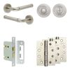 Complete Midtown Door Handle Pack - Bathroom Lock (Standard Thumb Turn) - Satin Nickel - 76mm / 4-inch Hinges - JE-G6A3-SN