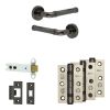 Complete Midtown Door Handle Pack - Heavy Duty Latch - Black Nickel - 102mm / 3-inch Hinges - JE-G22B-BN