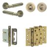 Complete Bloom Door Handle Pack - Bathroom - Antique Brass - By Frelan Hardware - JE-B6A3-AB