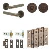 Complete Bari Door Handle Pack - Heavy Duty Tubular Bathroom (Standard Thumb Turn) - Dark Bronze - 76mm / 3-inch Hinges - JE-D31B3-DB