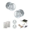 Old English Harrogate Door Knob Pack (Lock Set - 3" Latch & Deadlock, 4" Slim Knuckle Hinges x2) - Polished Chrome