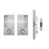 AGB Wave Flush Door Handle & Bathroom Lock Set - Satin Chrome