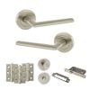 STATUS Alabama Door Handle Pack (Bathroom Set - 2.5" CE Bathroom Lock, 3" Fire Rated Hinges x3) - Satin Nickel