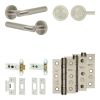 Complete Bari Door Handle Pack - Heavy Duty Tubular Bathroom (Knurled Thumb Turn) - Satin Nickel - 76mm / 3-inch Hinges - JE-D31B1-SN