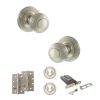 Old English Ripon Door Knob Pack (Lock Set - Horizontal Sashlock, 4" Slim Knuckle Hinges x2) - Satin Nickel