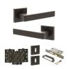 STATUS Montana Door Handle Pack (3 Lever Lock Set - 3" CE Sashlock, 4" Fire Rated Hinges x3) - Urban Dark Bronze