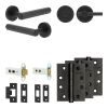 Complete Hex Door Handle Pack - Heavy Duty Tubular Bathroom (Plain Thumb Turn) - Matt Black - 76mm / 4-inch Hinges - JE-C31A2-MB