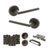 STATUS Alabama Door Handle Pack (Bathroom Set - 3" CE Bathroom Lock, 4" Fire Rated Hinges x3) - Urban Dark Bronze