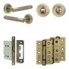Complete Bari Door Handle Pack - Bathroom - Antique Brass - By Frelan Hardware - JE-D6B3-AB
