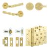 Complete Midtown Door Handle Pack - Heavy Duty Tubular Bathroom (Plain Thumb Turn) - Satin Brass - 64mm / 4-inch Hinges - JE-G30A2-SB