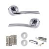 STATUS Indiana Door Handle Pack (3 Lever Lock Set - 3" CE Sashlock, 4" Slim Knuckle Hinges x2) - Satin Chrome/Polished Chrome