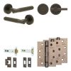Complete Venice Door Handle Pack - Heavy Duty Tubular Bathroom (Plain Thumb Turn) - Dark Bronze - 102mm / 4-inch Hinges - JE-F32A2-DB