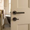 Complete Bari Door Handle Pack - Bathroom Lock (Knurled Thumb Turn) - Black Nickel - 76mm / 4-inch Hinges - JE-D6A1-BN