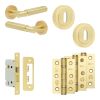Complete Bloom Door Handle Pack - Sashlock - Satin Brass - 65mm / 3-inch Hinges - JE-B7B8-SB