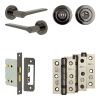 Complete Gio Door Handle Pack - Bathroom Lock (Standard Thumb Turn) - Black Nickel - 76mm / 3-inch Hinges - JE-E6B3-BN