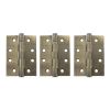 Atlantic Ball Bearing Hinges Grade 13 Fire Rated 4" x 3" x 3mm set of 3 - Matt Antique Brass