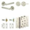 Complete Venice Door Handle Pack - Heavy Duty Tubular Bathroom (Plain Thumb Turn) - Satin Nickel - 76mm / 4-inch Hinges - JE-F31A2-SN